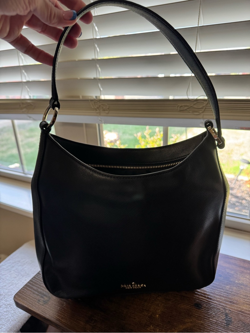 Kate Spade New York Black Saffiano Leather Shoulder Bag Hobo Tote